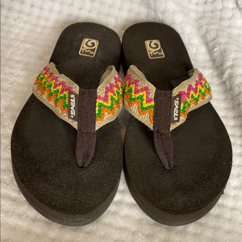 Teva Multicolor Zigzag Flip Flops